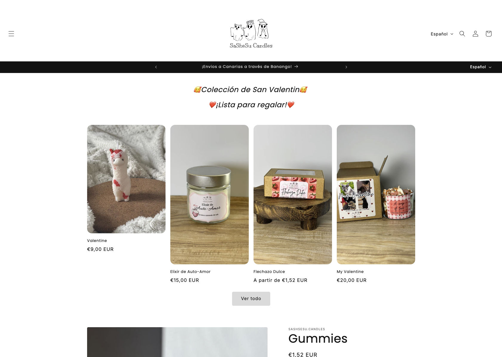 Captura de la web de Sashesu Candles